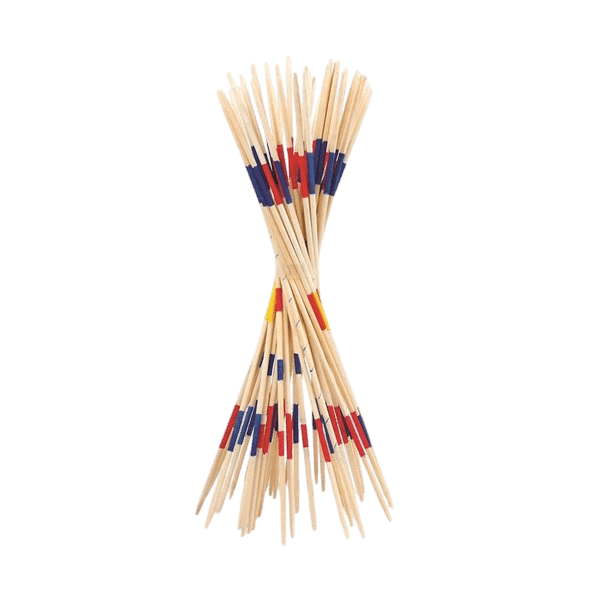 Mikado Géant, un jeu en bois où les participants retirent délicatement des baguettes sans perturber les autres.