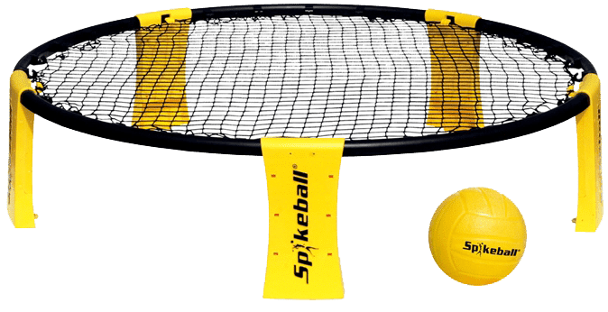 Un jeu de Spikeball composé d’un trampoline central et d’une balle, idéal pour les activités sportives et les défis en plein air.