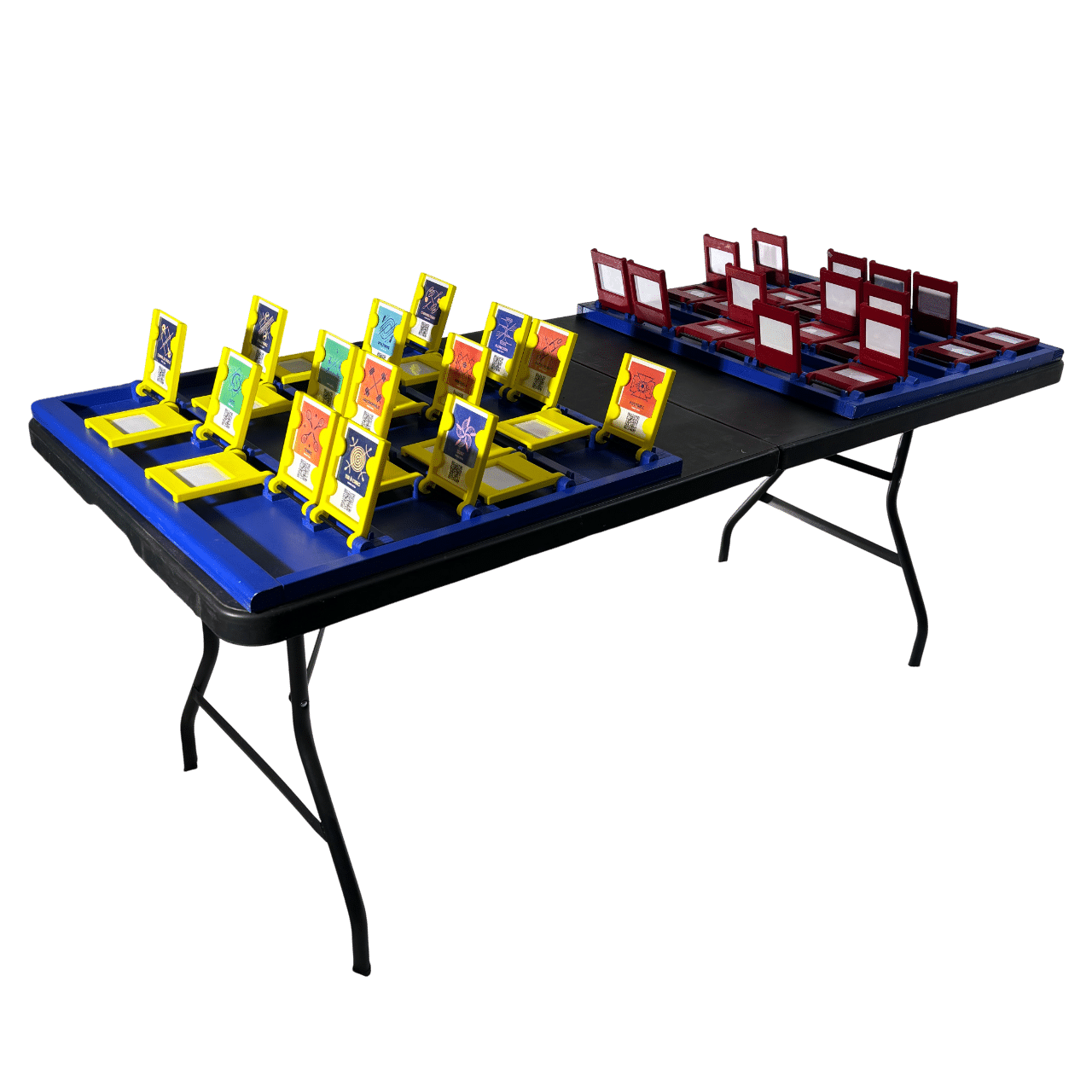 Grande table pliante de 180 x 75 cm avec le jeu « Quel Sport ? », une version sportive du célèbre « Qui est-ce ? ».