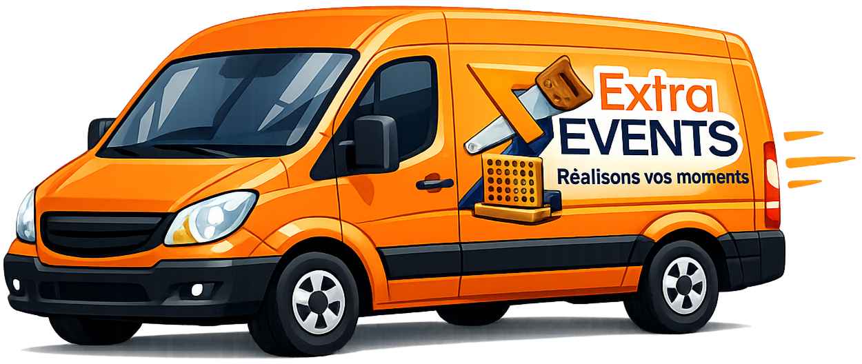 Camion de livraison Extra EVENTS pour installation de photobooth lors d’un événement