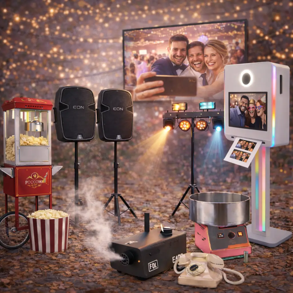 Équipements événementiels avec photobooth, sonorisation, éclairage et animations pour mariage et événements à Arras