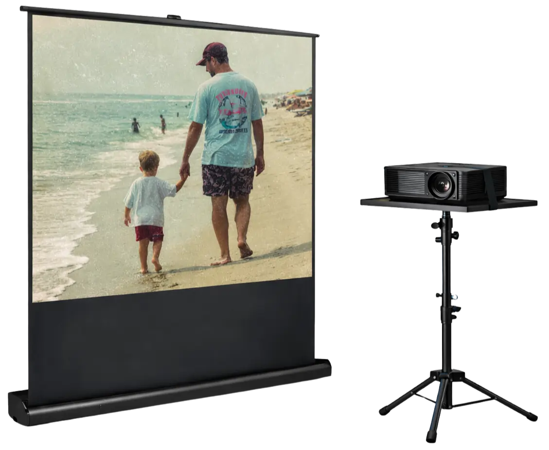 Location vidéoprojecteur avec écran de projection et trépied pour événement à Arras avec câble HDMI fourni