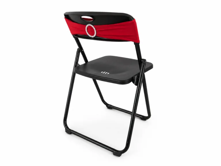 Bandeau de chaise rouge en lycra avec boucle ronde effet strass