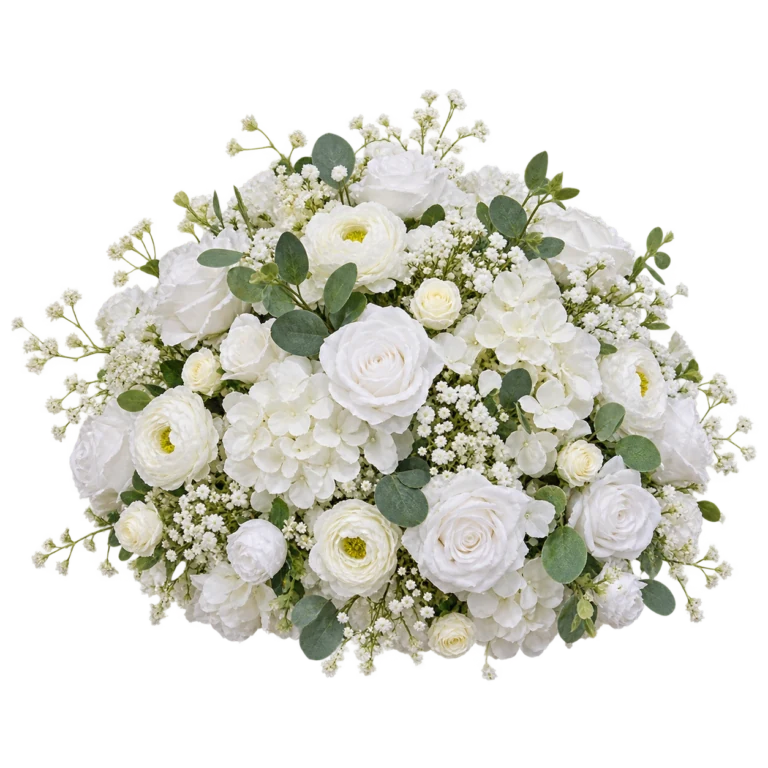 Grande composition florale blanche de 60 cm