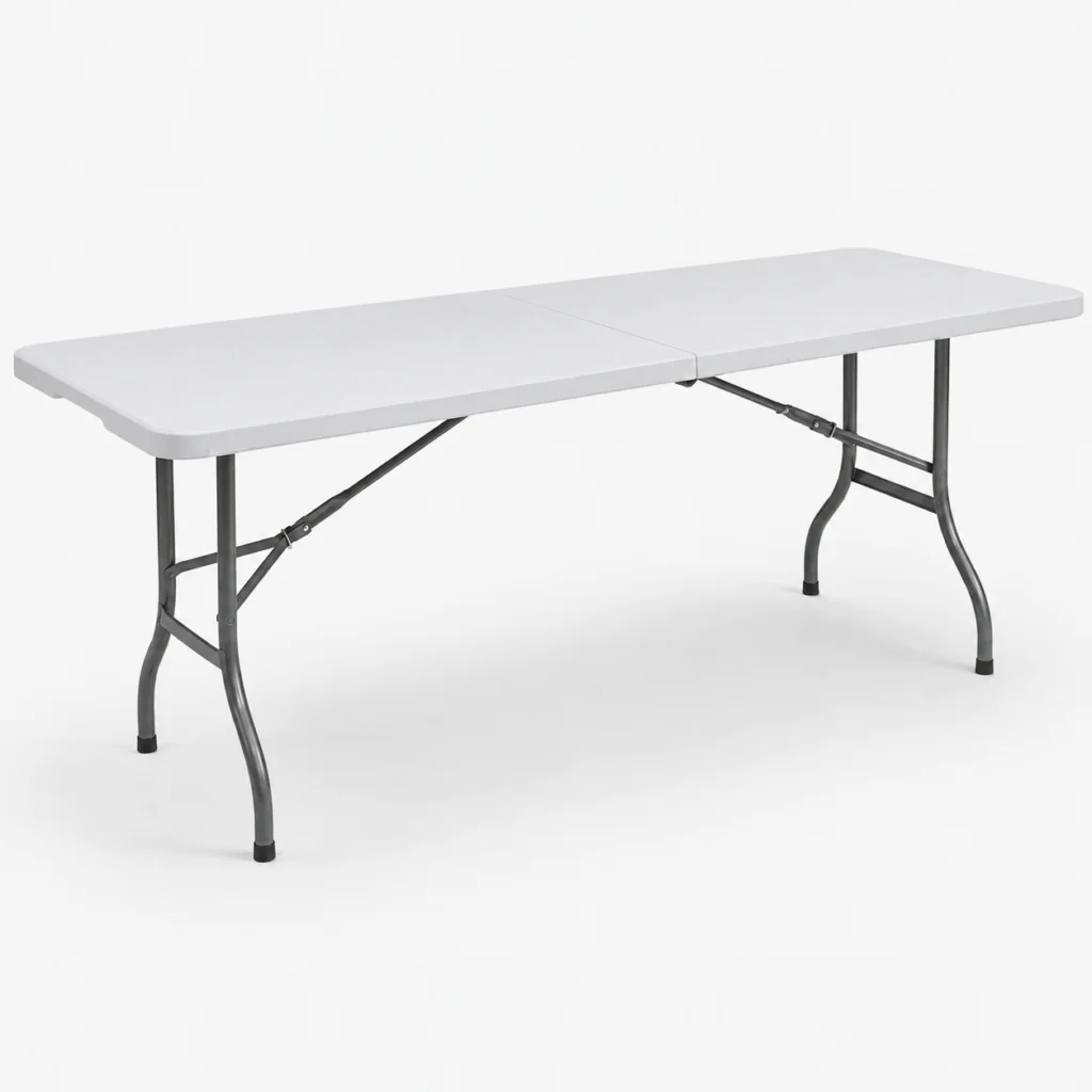 Grande table pliante blanche de 180 × 74 cm